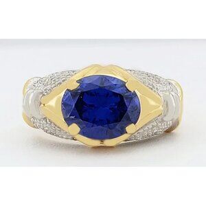 3.42 Cts Tanzanite & Diamonds 14k Gold Ring